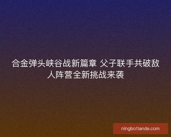 合金弹头峡谷战新篇章 父子联手共破敌人阵营全新挑战来袭
