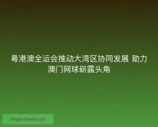 粤港澳全运会推动大湾区协同发展 助力澳门网球崭露头角